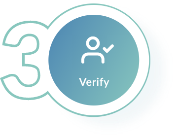 Verify icon - step 3 in how you use the FTx Identity verification platform