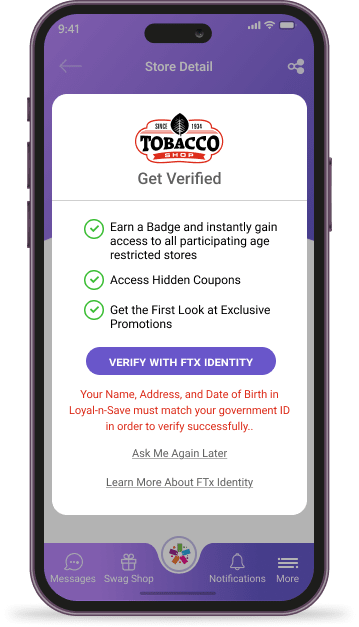 Accept the policy terms & click verify with FTx Identity.
